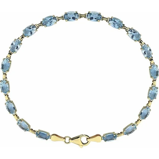 Personalized Gold Bracelet with Custom Charms-14KT YELLOW GOLD SKY BLUE TOPAZ BRACELET - 7.25"