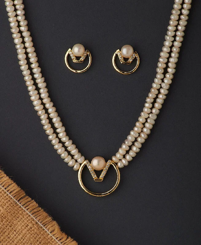 Vintage Pearl Necklace for Weddings-Classy Real Pearl Necklace Set