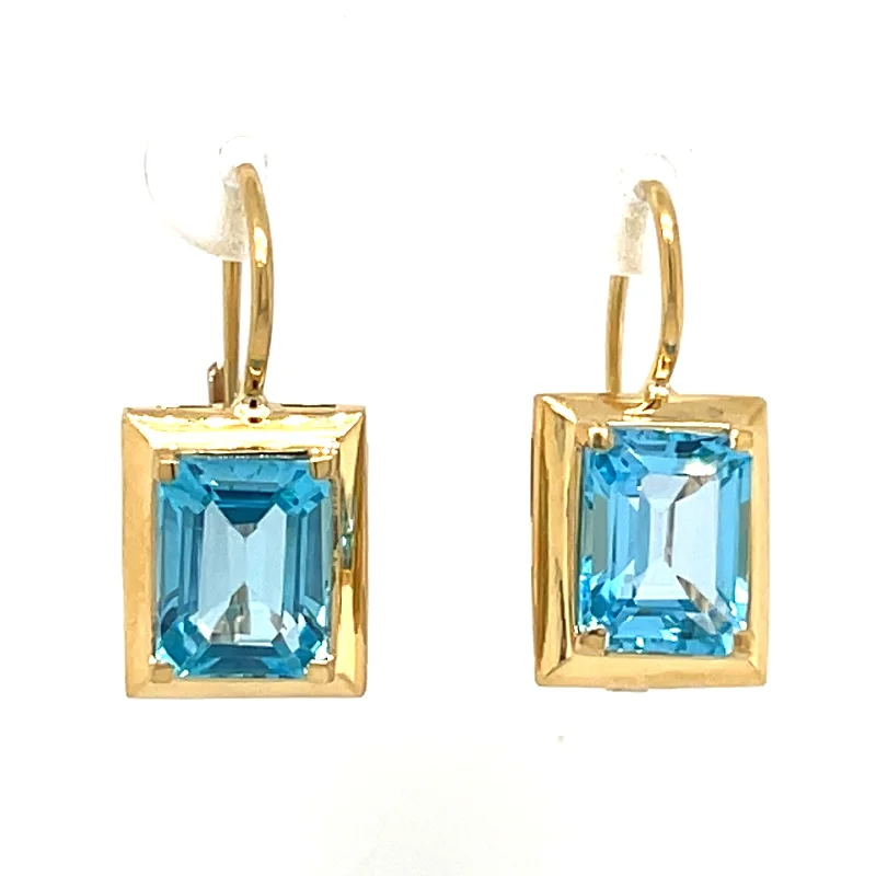 Modern Pearl Earrings for Weddings-Pre-Owned 18k Yellow Gold Swiss Blue Topaz Fashion Earrings