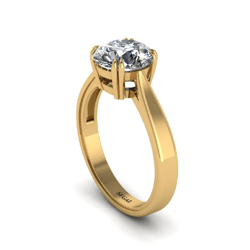 Elegant Gold Ring with Gemstone and Diamond Accents-Diamond 14K Gold Solitaire Engagement Ring - Allie No. 1