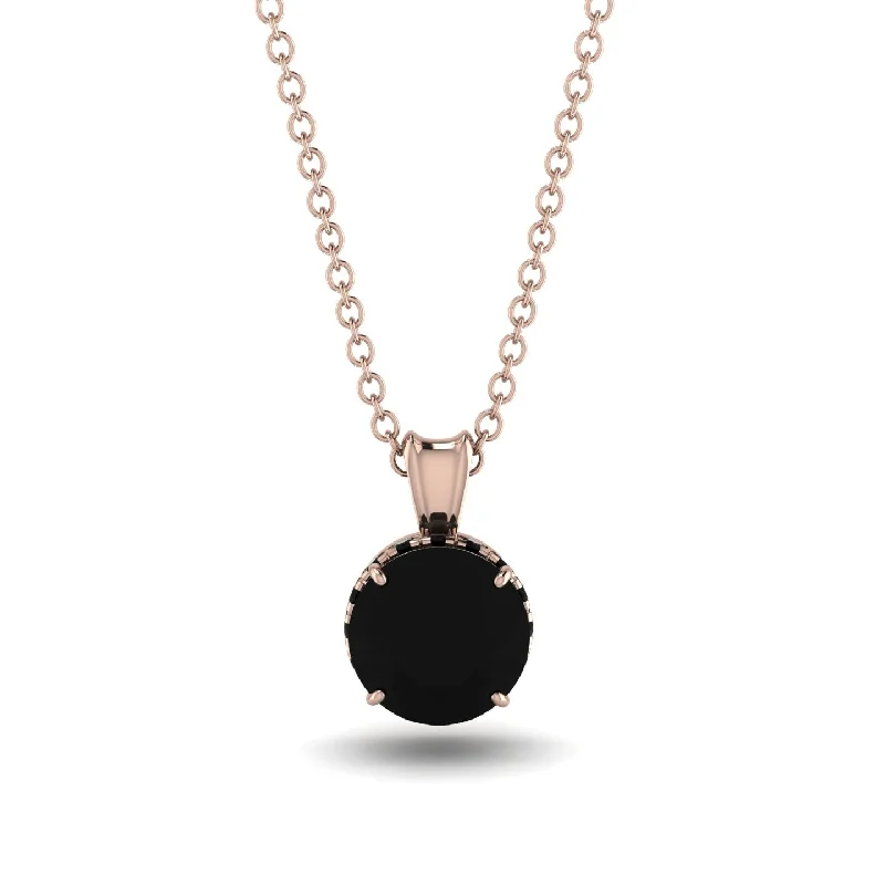 Sparkling Diamond Necklace for Night Out-Black Diamond Necklace With Hidden Halo - Adaline No. 38