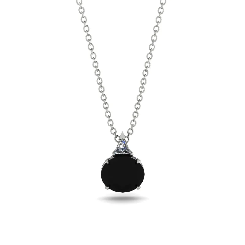 Elegant Sapphire Necklace for Brides-Hidden Halo Black Diamond Necklace - Rosalie No. 9