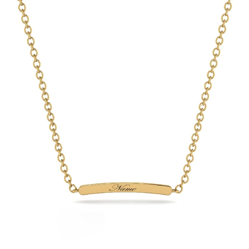 Dainty Gold Necklace with Minimal Pendant-Personalised Name Necklace Bar - Saige No. 1