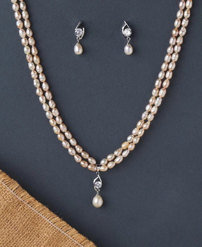 Sparkling Crystal Necklace with Colored Gems-Elegant and Simple Real Pearl Necklace Set