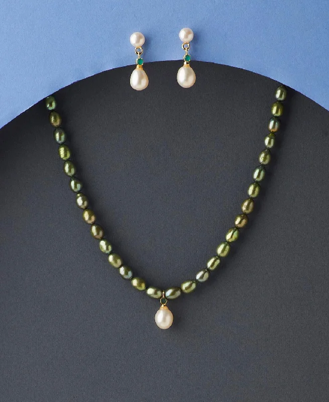 Long Silver Chain Necklace with Pendant-Elegant Pearl Necklace Set