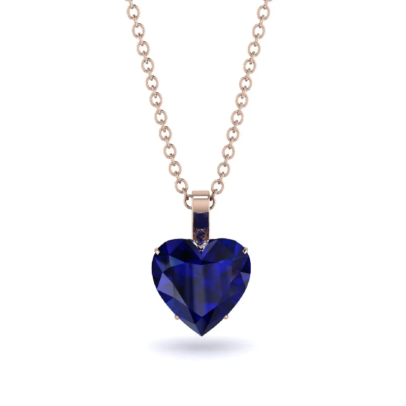 Personalized Gold Necklace with Name-Heart Sapphire Necklace - Noelle No. 74