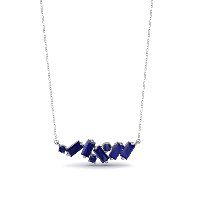 Classic Gold Chain Necklace for Men-Baguette Sapphire Necklace - Arielle No. 75