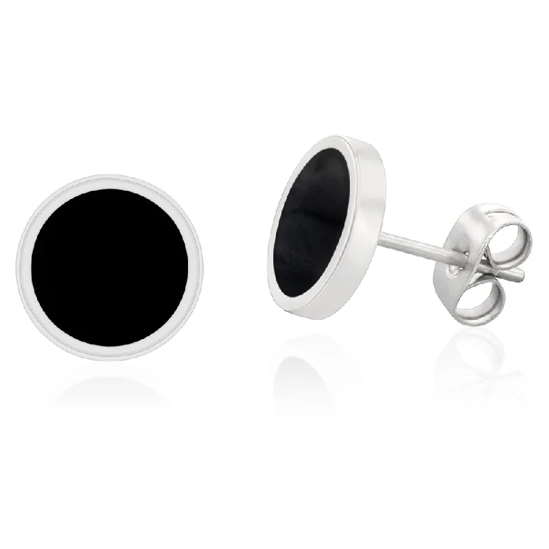 Modern Earrings with Geometric Shapes-Stainless Steel Black 10mm Stud Earrings