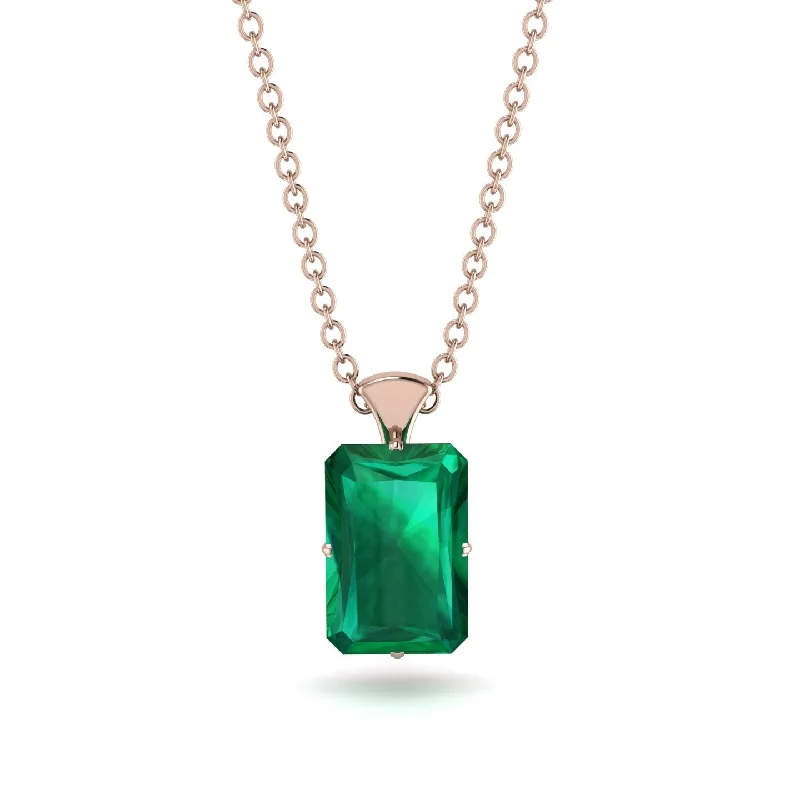 Classic Gold Chain Necklace for Men-Hidden Halo Emerald Cut Emerald Necklace - Vanessa No. 50