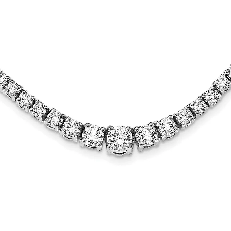 Handcrafted Gemstone Necklace for Boho Style-14k White Gold Graduating AAA Diamond 16in Necklace (6.883 CTW)