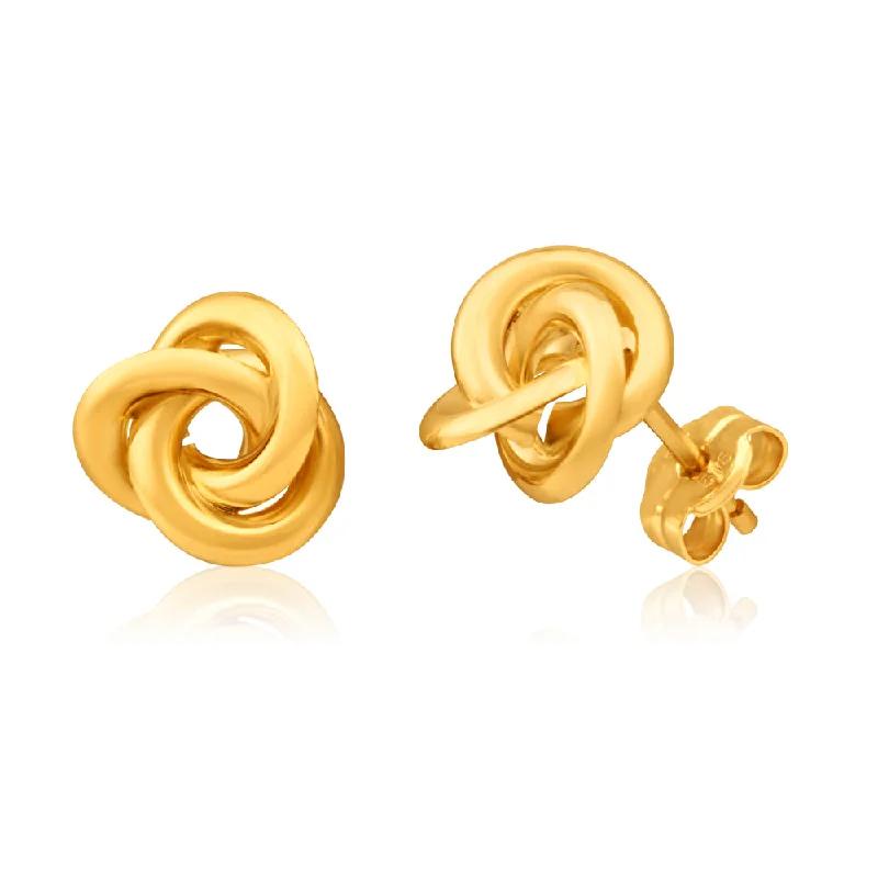 Trendy Gold Earrings for Casual Look-9ct Yellow Gold Knot Stud Earrings