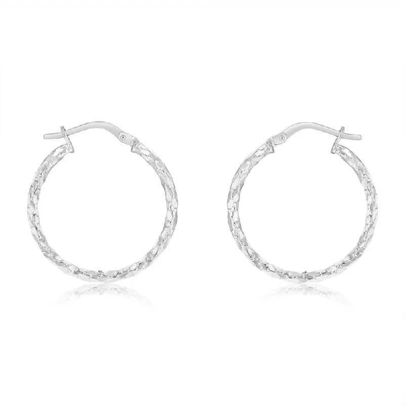 Boho Silver Earrings for Festivals-9ct White Gold Silverfilled Fancy Twisted 20mm Earrings