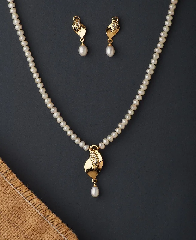 Adjustable Silver Necklace with Charm-Elegant Real Pearl Necklace Set