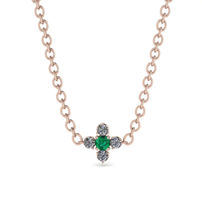 Trendy Beaded Necklace for Summer-Compass Emerald Necklace - Maren No. 5