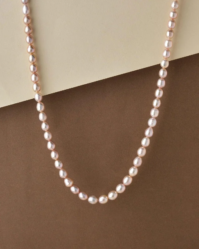 Simple Chain Necklace with Small Pendant-Elegant Real Pearl Necklace