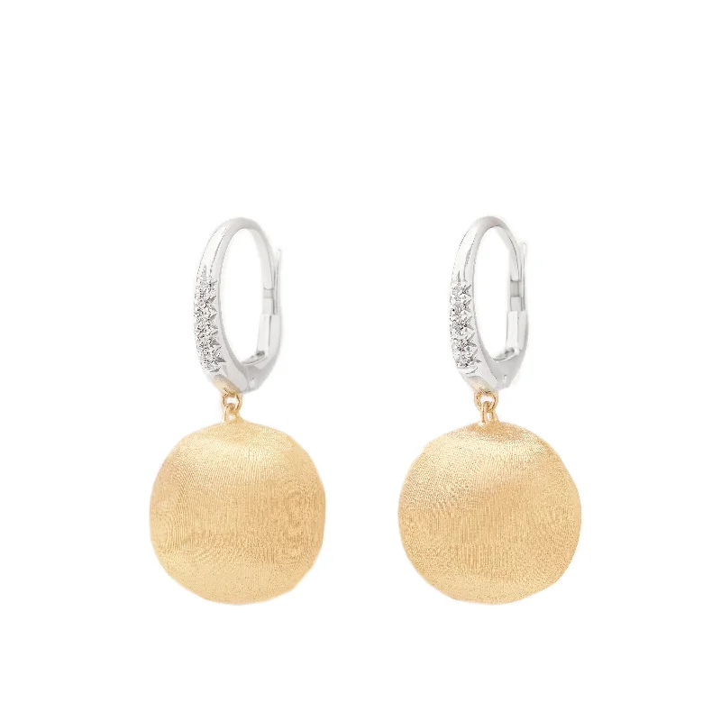 Handcrafted Crystal Earrings for Brides-Marco Bicego 18K Yellow Gold Africa Drop Earrings with Diamond Clip