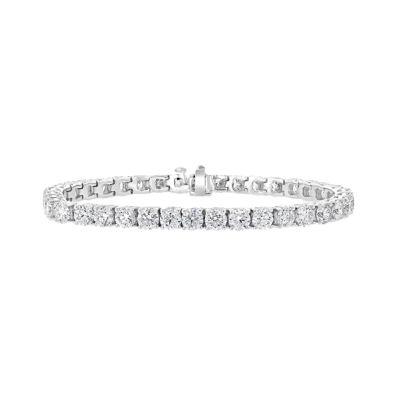 Personalized Silver Bracelet for Graduation Gifts-14KT WHITE GOLD 15.30 CTW ROUND DIAMOND 4 PRONG TENNIS BRACELET