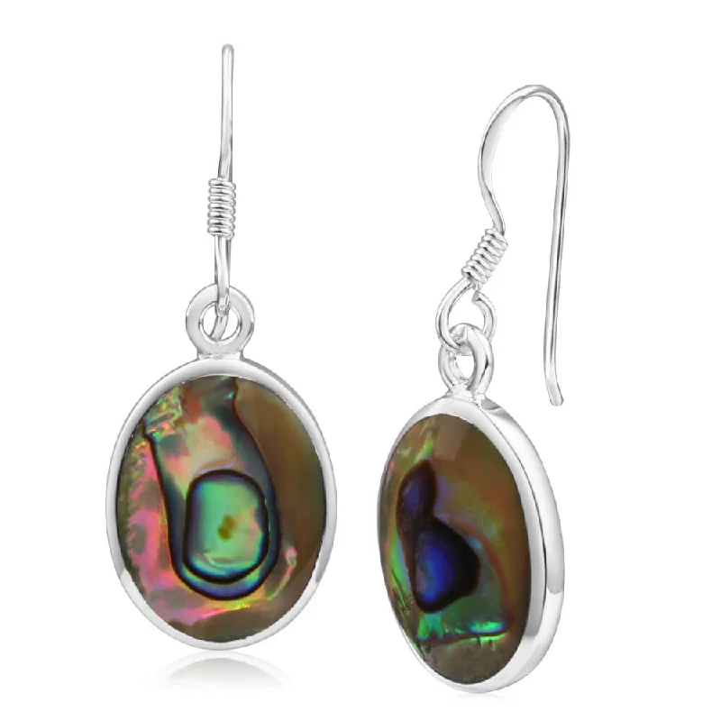 Handmade Earrings with Gemstones-Sterling Silver Pava Shell Drop Earrings