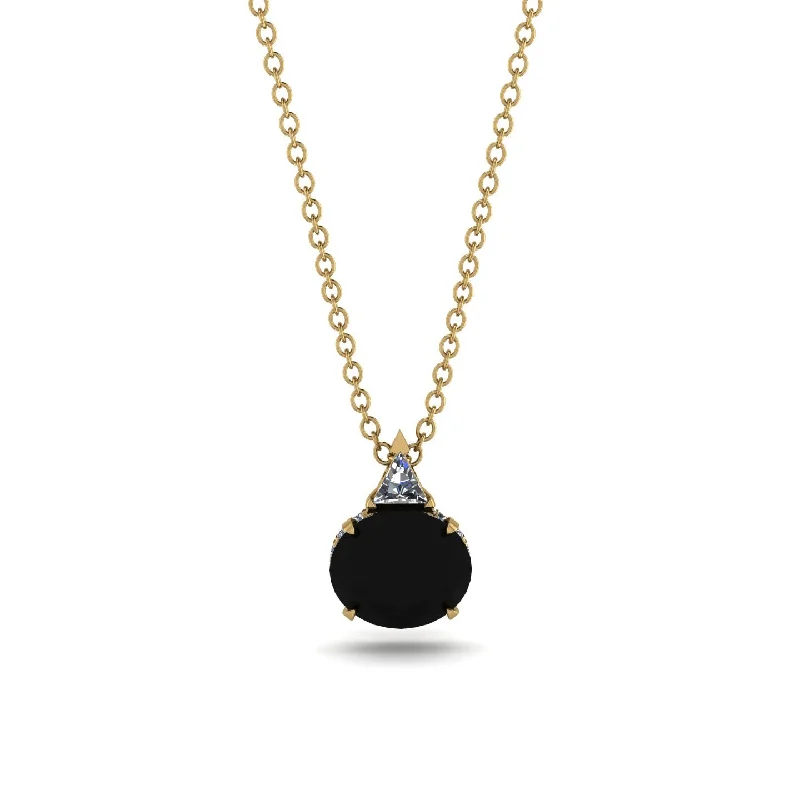 Stylish Gold Necklace with Charm Pendant-Hidden Halo Black Diamond Necklace - Rosalie No. 7