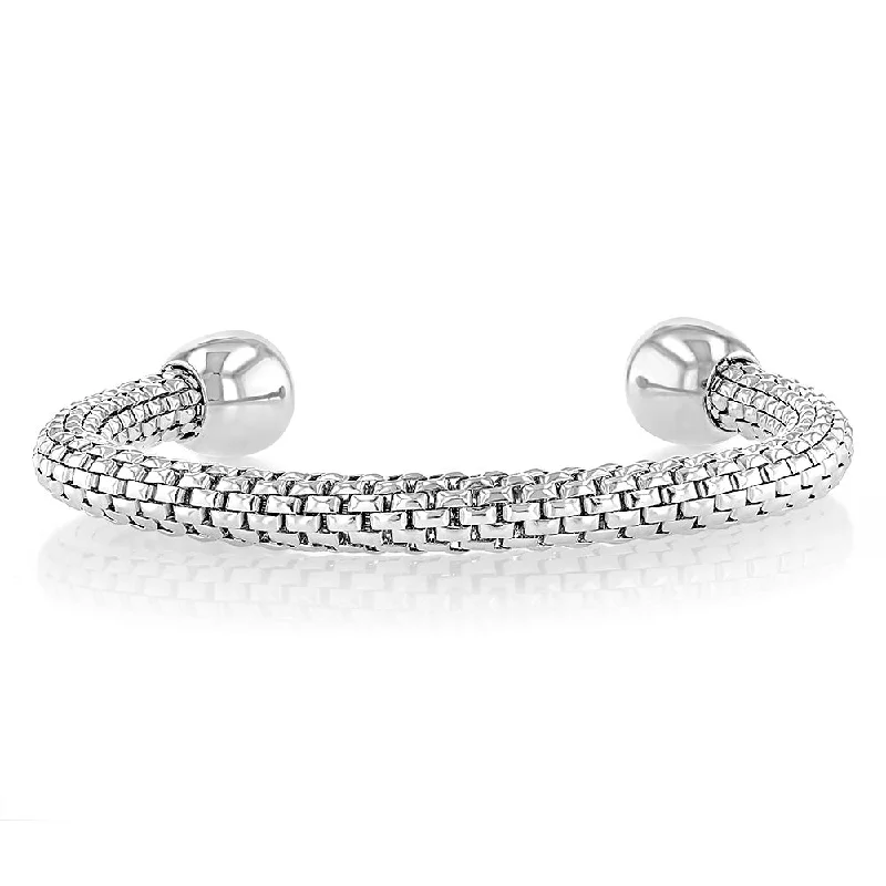 Trendy Stackable Silver Bangles with Unique Patterns-Stainless Steel Textured Open Fancy Bangle