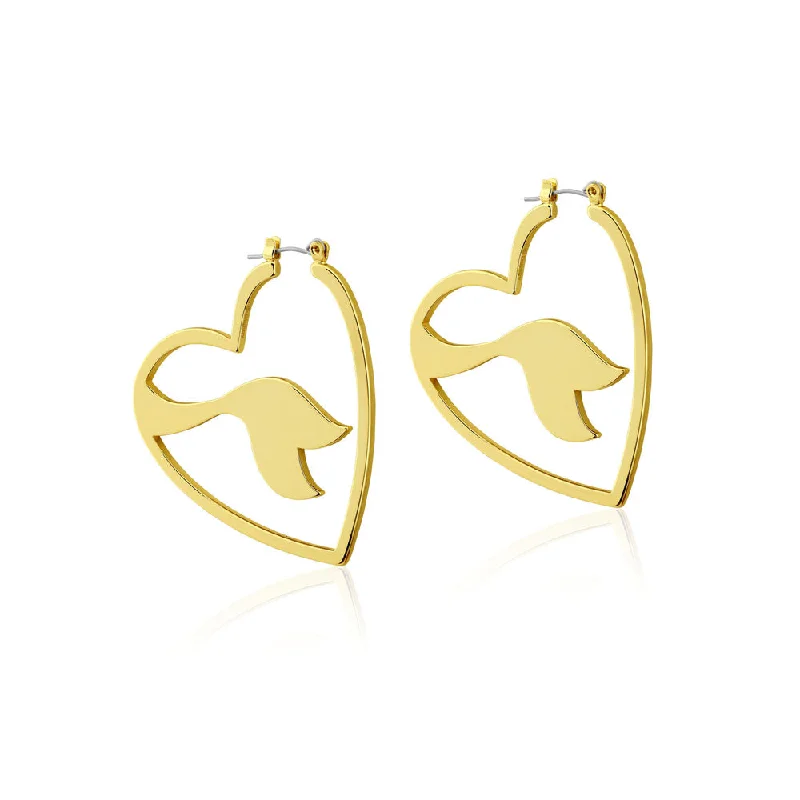 Elegant Teardrop Earrings for Weddings-Disney Princess Gold Plated The Little Mermaid Ariel Hoop Earrings