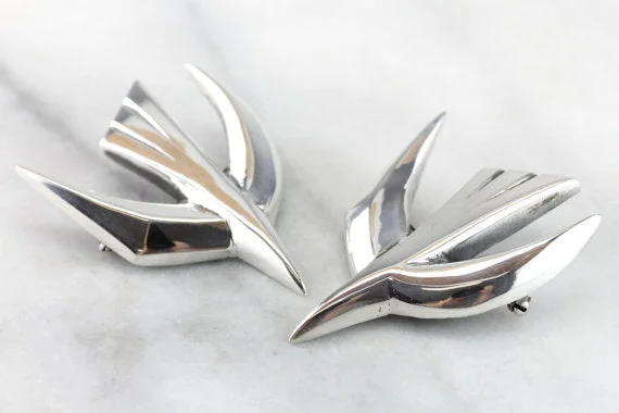 Crystal Brooch For Blazers-The Dove of Piece; vintage Sterling Silver, Mid Century Brooches by James Avery