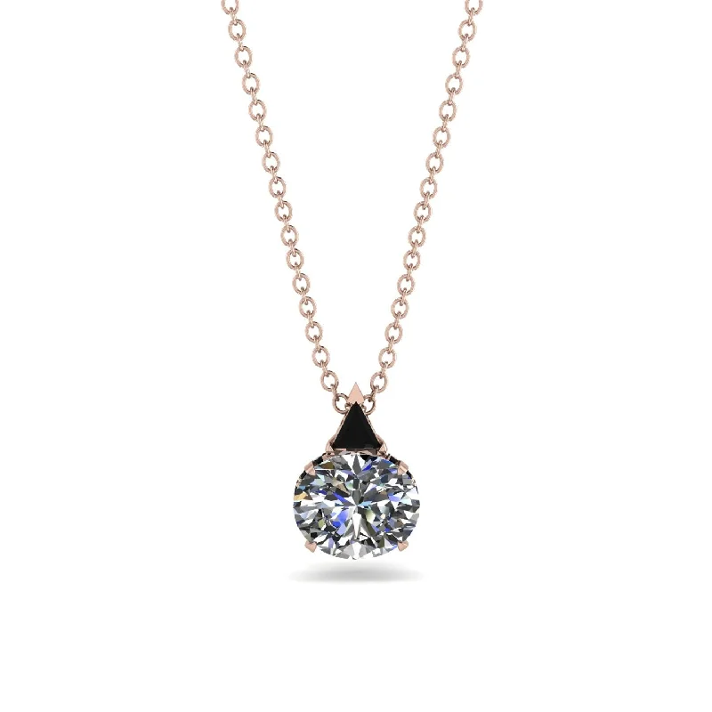 Long Pendant Necklace for Casual Style-Hidden Halo Diamond Necklace - Rosalie No. 32