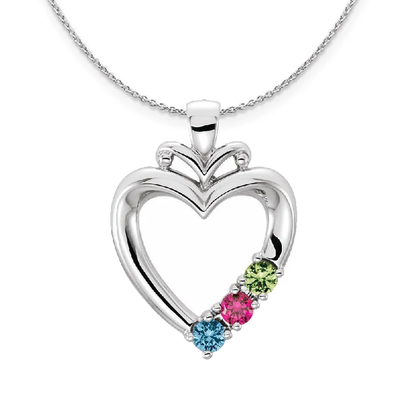 Crystal Necklace for Special Occasions-Family Heart Birthstone Pendant or Necklace