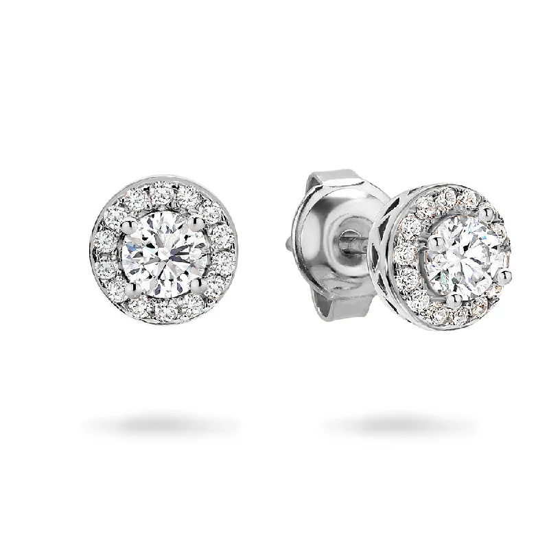 Personalized Silver Earrings for Brides-Georgini Petite Cubic Zirconia Halo Stud Earrings