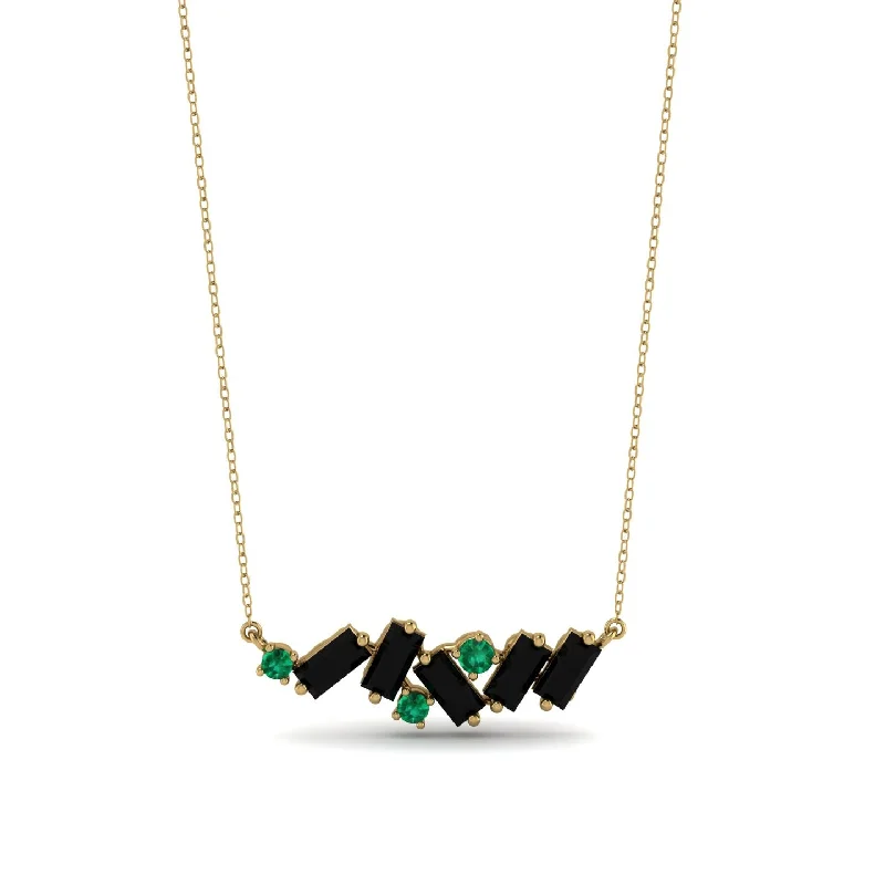 Designer Gemstone Necklace with Unique Cuts-Baguette Emerald Necklace - Arielle No. 34