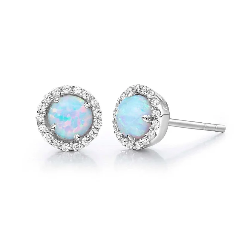 Simple Dangle Earrings for Work-Sterling Silver Opal Birthstone Stud Earrings by Lafonn