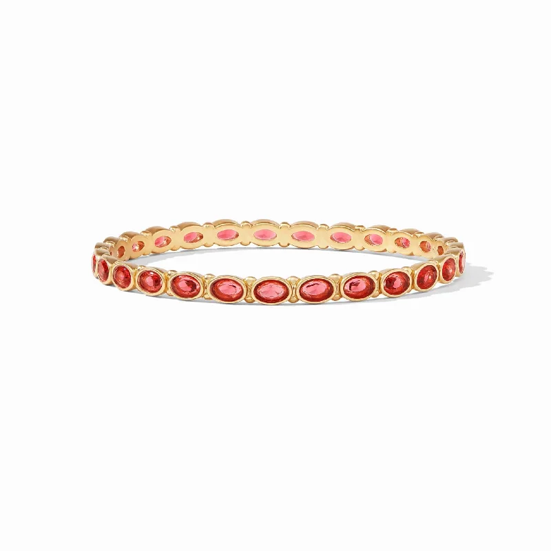 Classic Gold Bangles with Heart-shaped Charms-Mykonos Bangle in Ruby Red