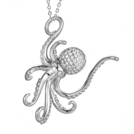 Bold Gold Statement Necklace for Fashion-Sterling Silver Octopus Pendant by Alamea