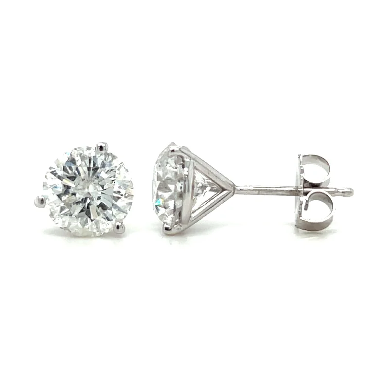 Vintage Pearl Drop Earrings-18k White Gold 4.27 CTW Diamond Stud Earrings