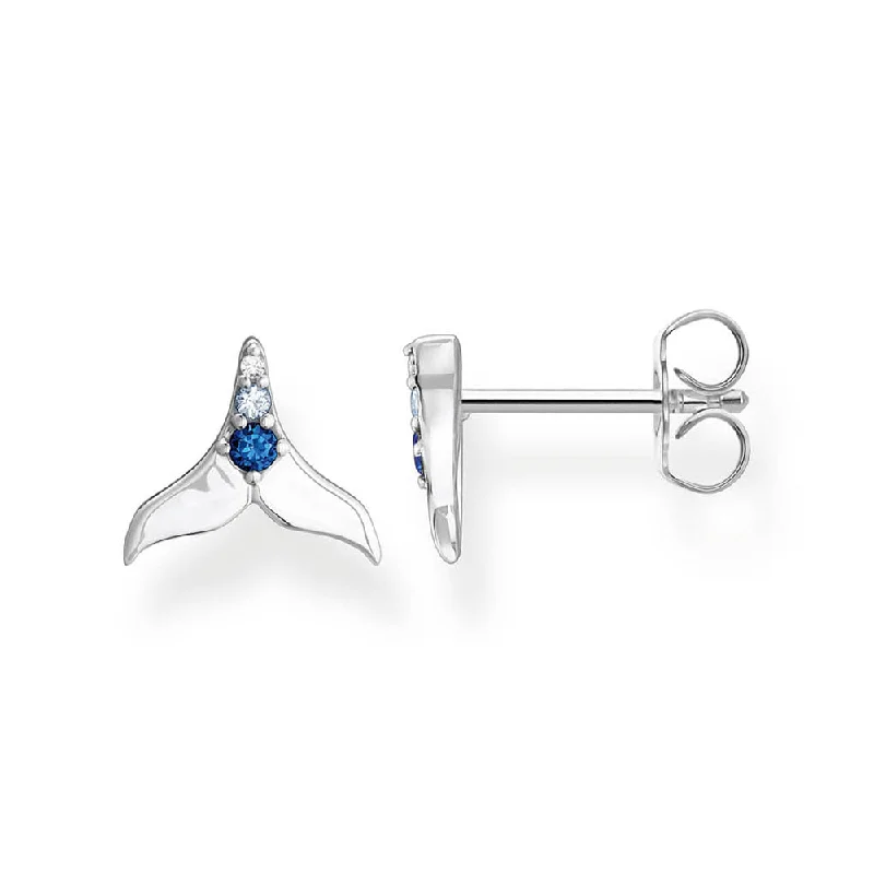 Elegant Dangle Earrings with Sapphires-Thomas Sabo Dolphin Tail CZ Sterling Silver Earrings