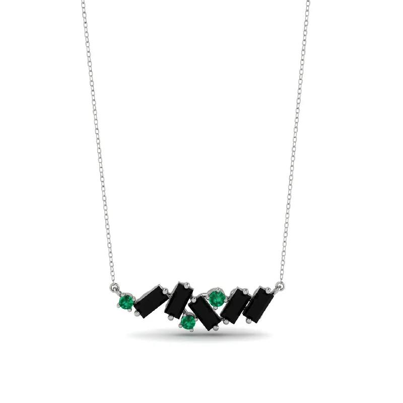 Minimalist Necklace for Bridesmaids-Baguette Emerald Necklace - Arielle No. 36