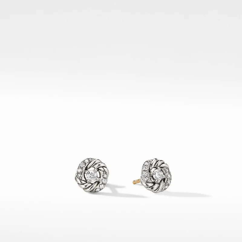 Bold Gold Earrings for Parties-Pre-owned David Yurman Petite Infinity Diamond Stud Earrings