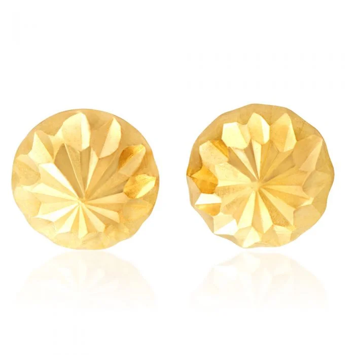 Luxury Hoop Earrings with Diamonds-9ct Yellow Gold Round Stud Earrings