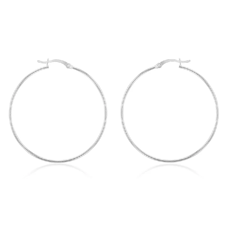 Bohemian Gold Earrings for Women-Sterling Silver Plain 40mm Hoop Earrings