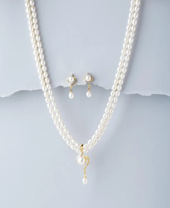 Elegant Gold Necklace for Fashion Events-Elegant Pearl Necklace Set