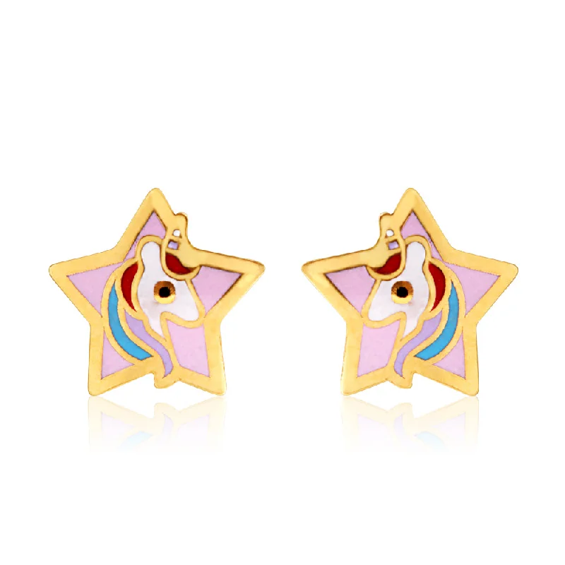 Elegant Dangle Earrings for Weddings-9ct Yellow Gold Lacquerized Star Stud Earrings