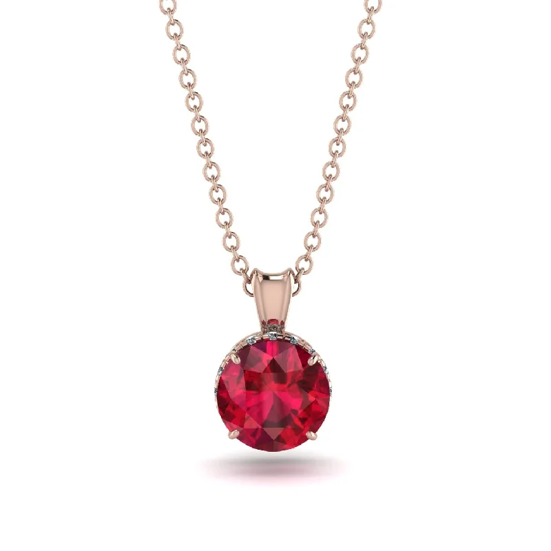 Vintage Crystal Necklace for Special Events-Ruby Necklace With Hidden Halo - Adaline No. 11