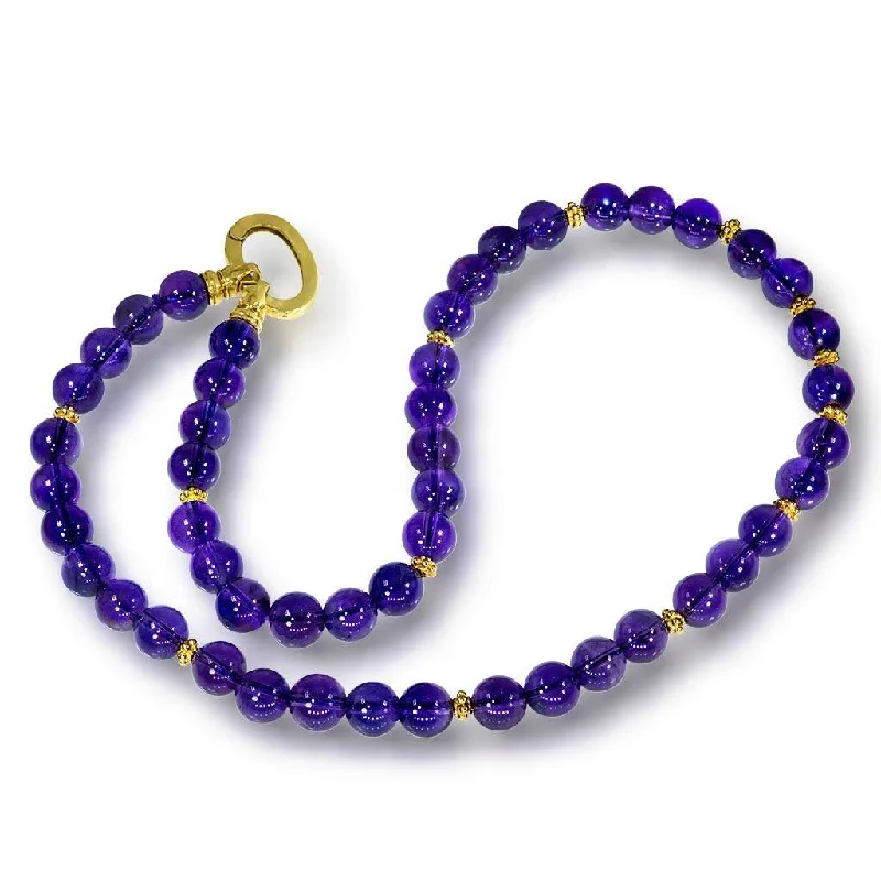 Classic Gold Chain Necklace for Men-Gold Royal Amethyst Bead Necklace