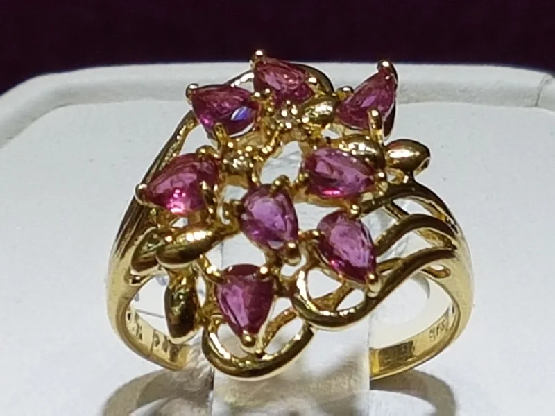 Personalized Custom Ring for Special Anniversaries-Floral Vine Ruby Ring (14K)