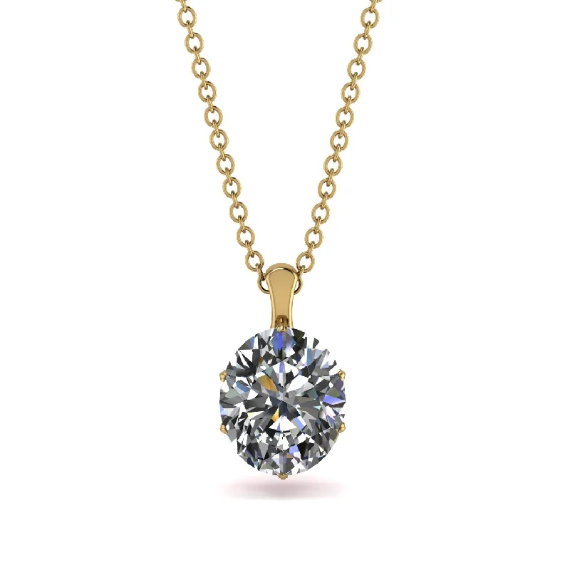 Elegant Gold Necklace for Fashion Events-Oval Diamond Hidden Halo Necklace - Gemma No. 46