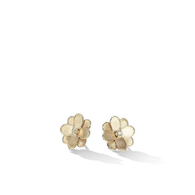 Large Round Gold Earrings-Marco Bicego 18k Gold Petali Flower Stud Earrings OB1678 B Y