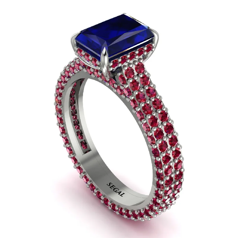 Elegant Gold Wedding Ring with Diamond Detail-Radiant Cut Sapphire Pave Engagement Ring - Kenzie No. 60