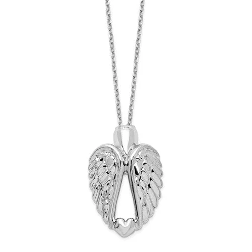 Layered Necklace with Silver Chains-Sterling Silver Angel Wings Ash Holder 18" Necklace