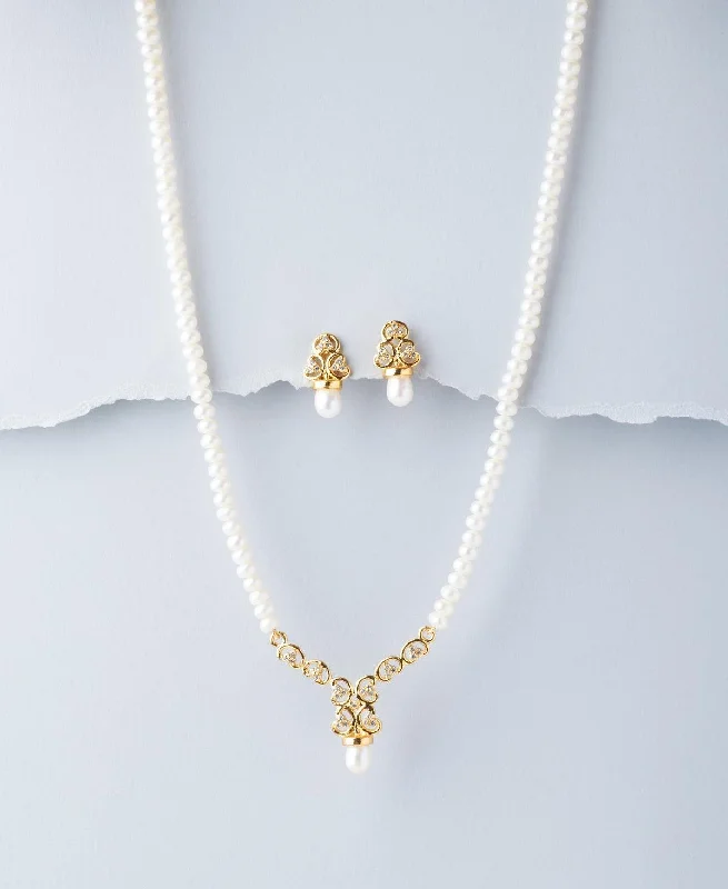 Classic Gemstone Necklace for Daily Wear-Exquisite Real Pearl Necklace Set