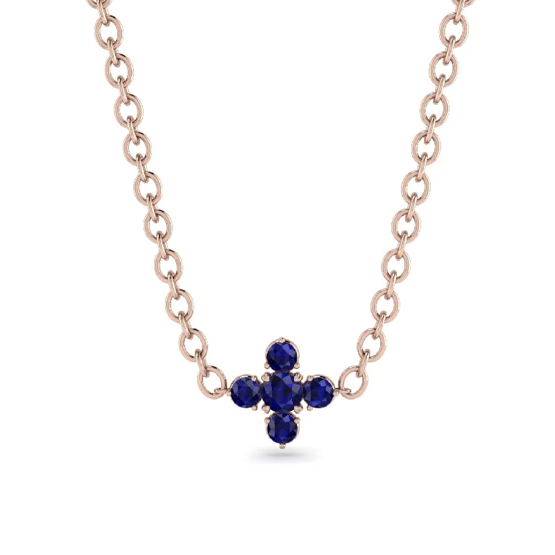 Classic Pendant Necklace with Diamond Accents-Compass Sapphire Necklace - Maren No. 74